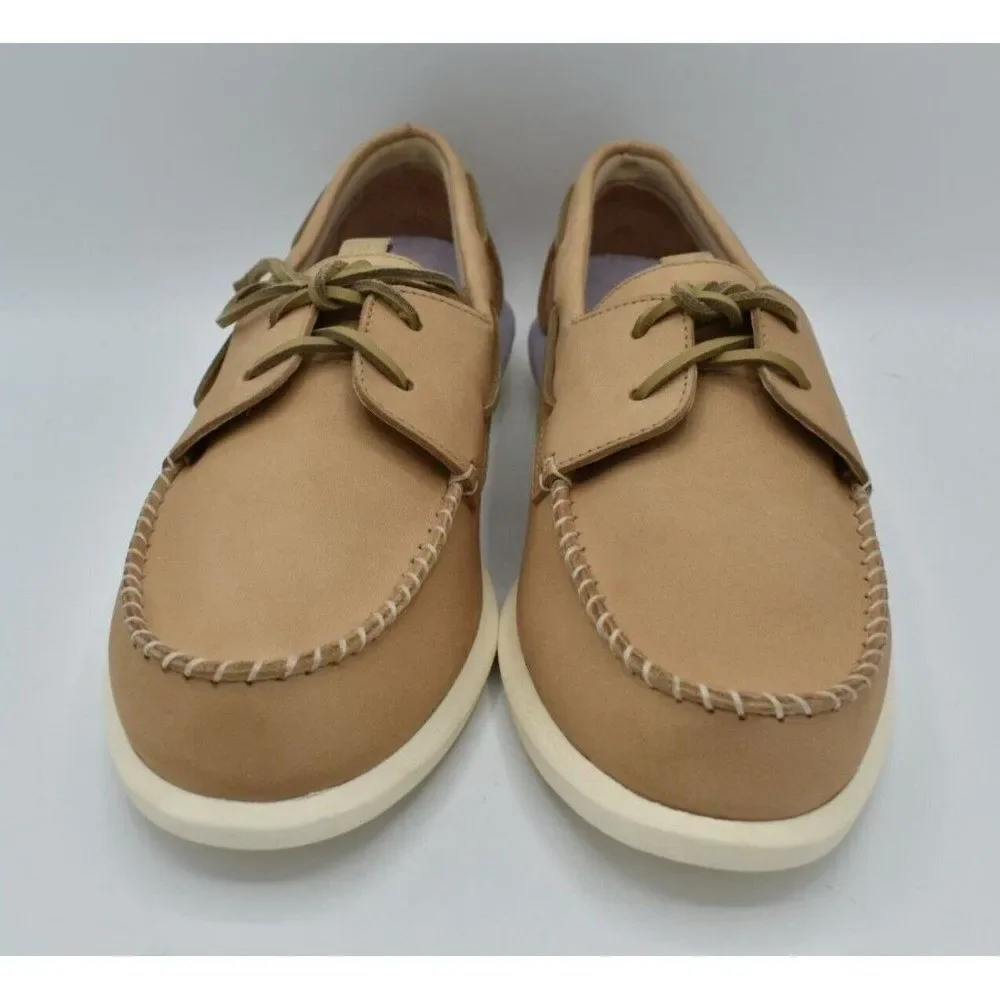 Sperry Womens Size 10 A/O Plushwave 2.0 Off-White Leather‎ Slip On Boat Shoes